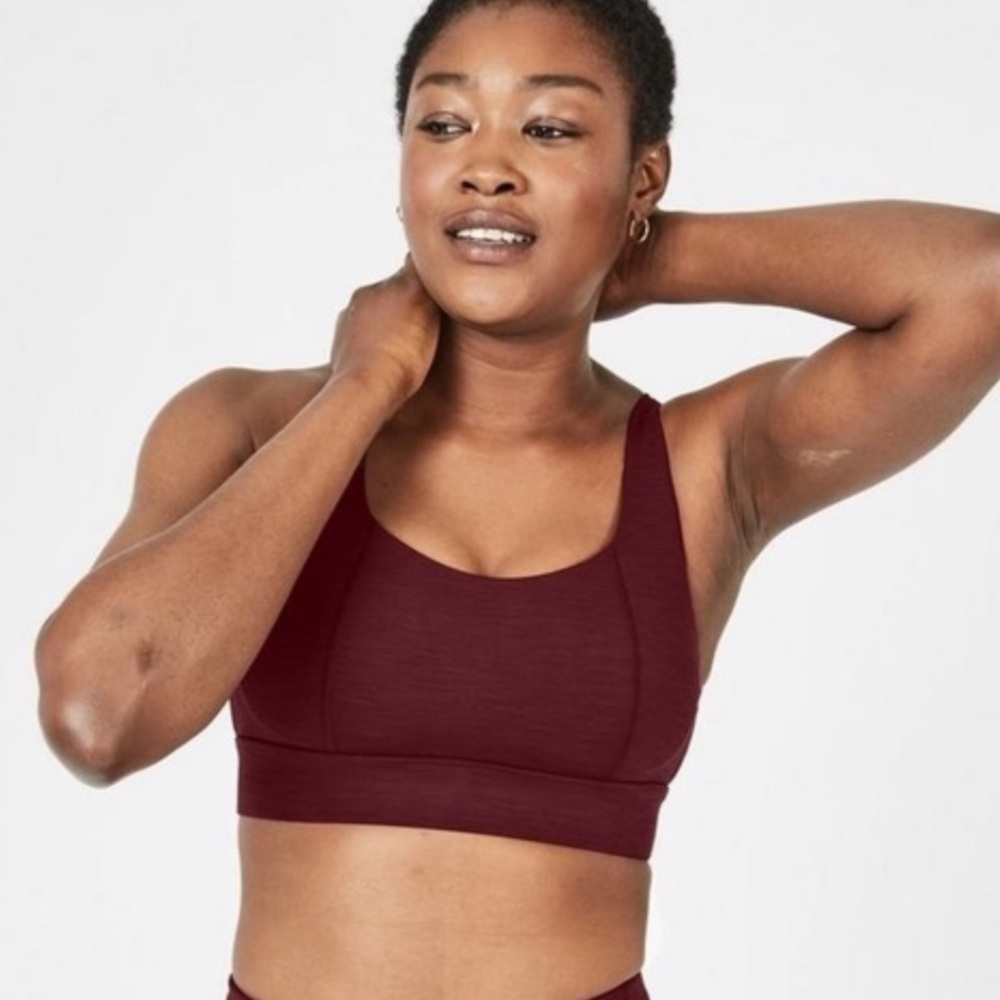 Sweaty Betty‎ Open Back Sports Bra Black Cherry Maroon Floral Size Small